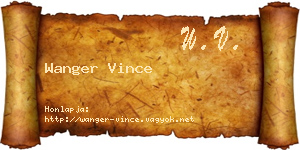 Wanger Vince névjegykártya
